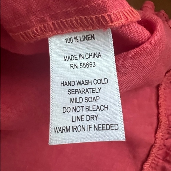 Cynthia Rowley Berry Pink Coral 100% Linen Ruffles Shirt Cropped Top Size Large - Picture 10 of 10